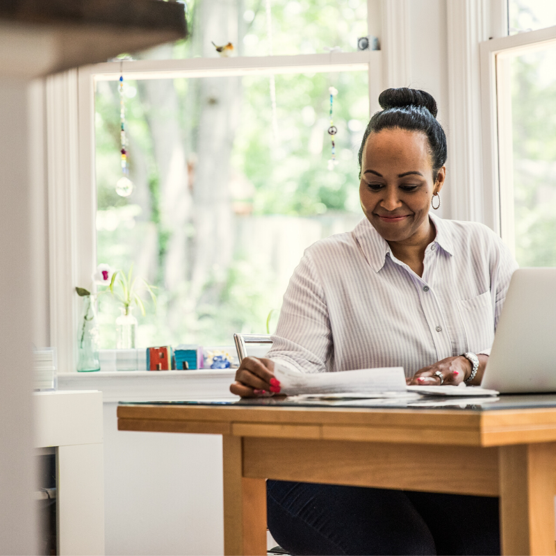 Young woman working from home